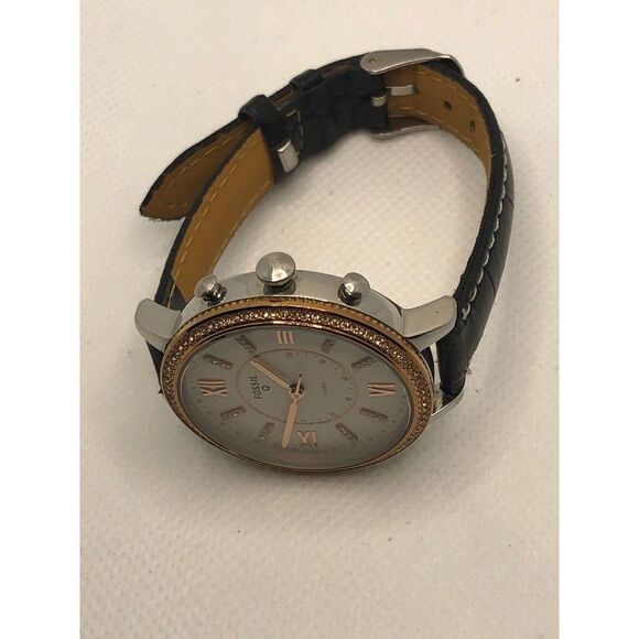 Fossil Q FTW5011 Women's Black Leather Analog White Dial Hybrid Smart Watch HK33 - Picture 7 of 9